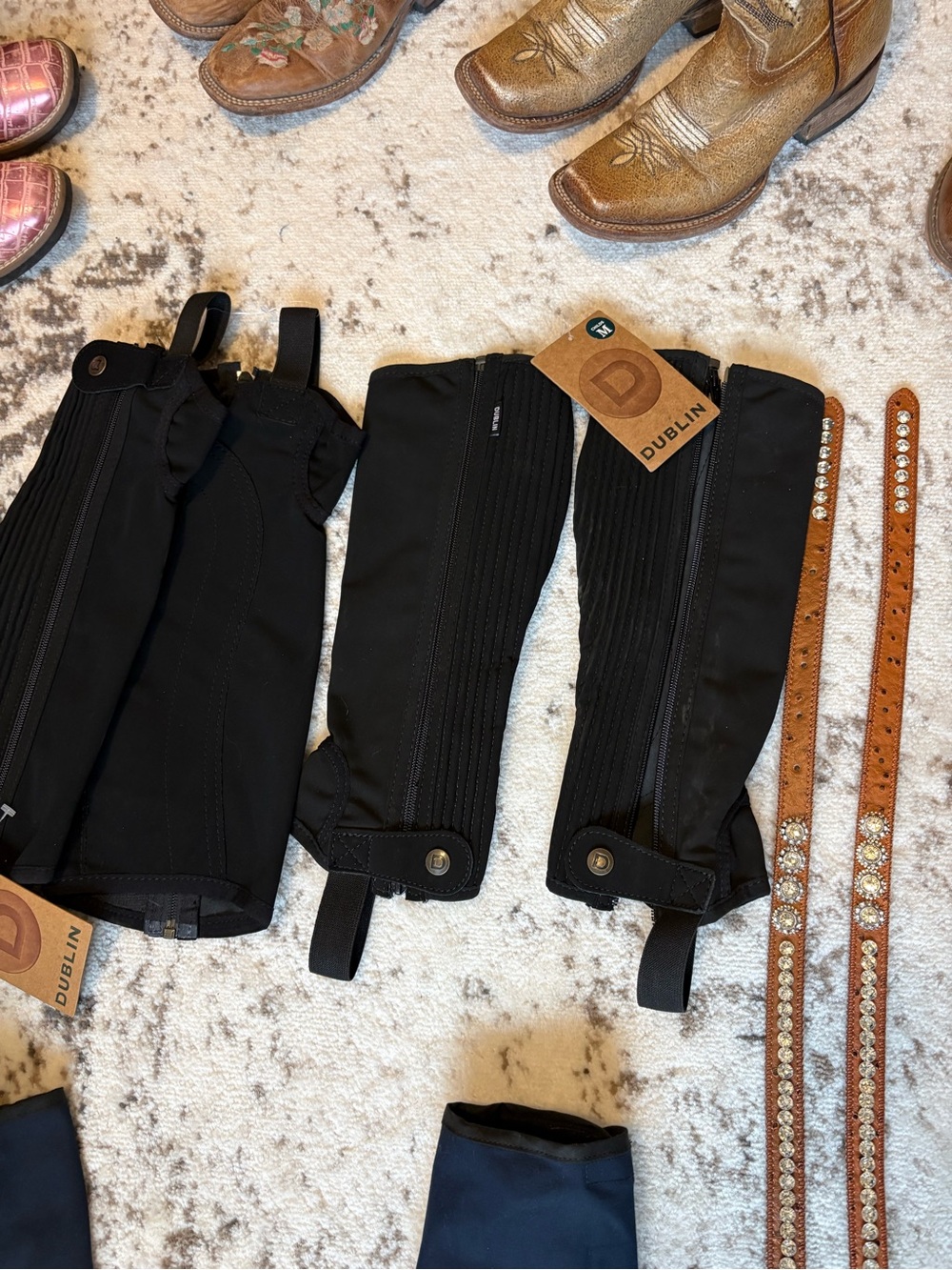 Dublin Kids Black Riding Half Chaps - Youth Equine
